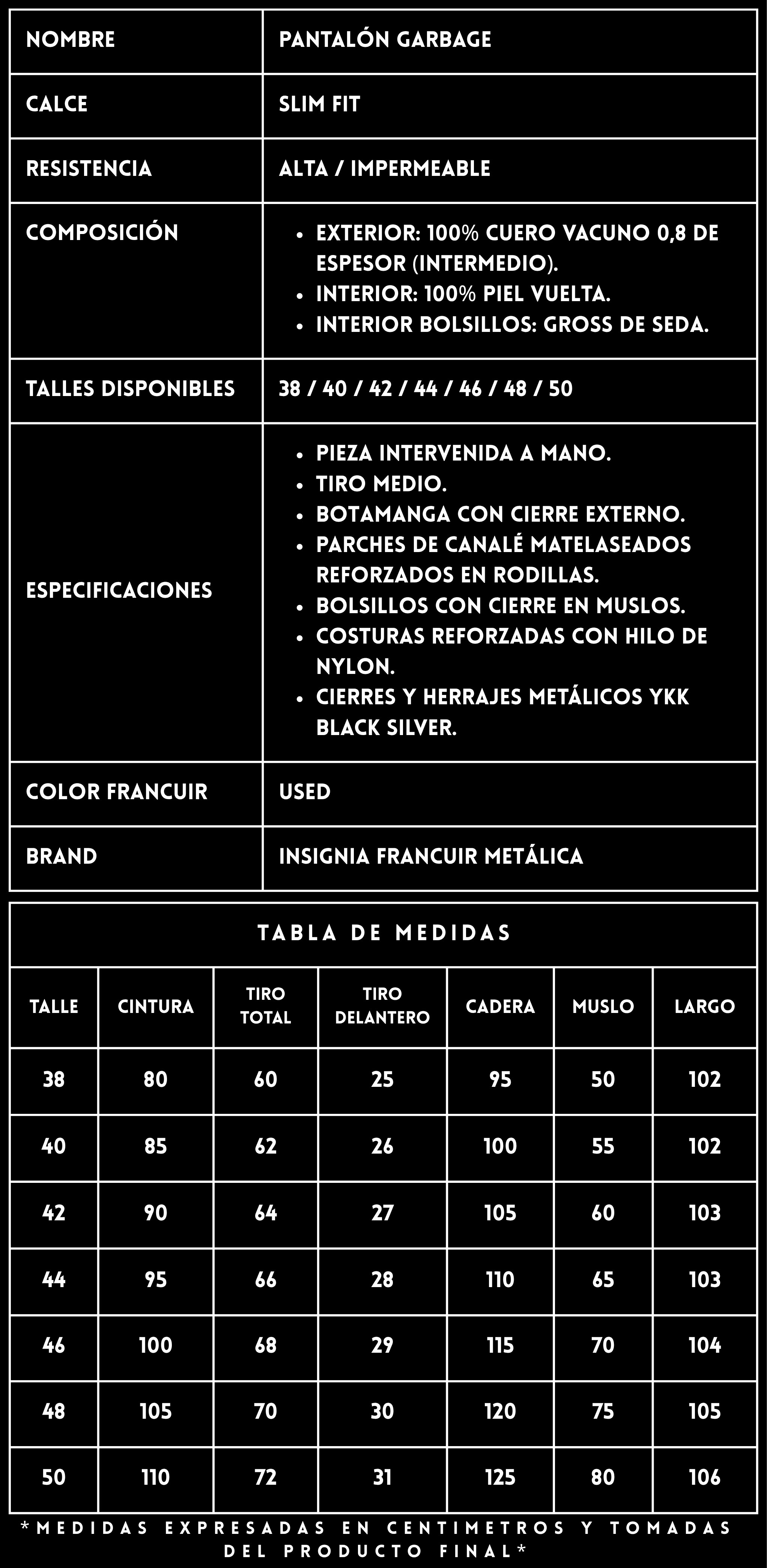 FICHA TÉCNICA PANTALÓN GARBAGE USED - FRANCUIR